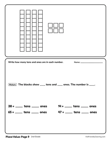 Place Value: Page 9 coloring page