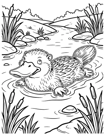 Platypus Swim coloring page