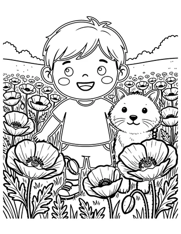 Poppy Field coloring page