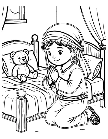 Praying at Bedtime coloring page