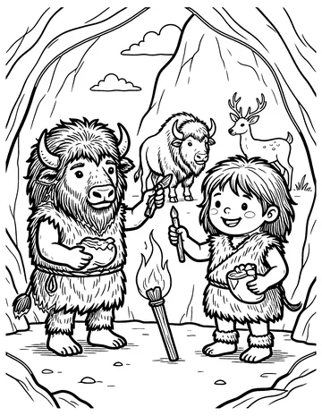 Prehistoric Cave Paintings coloring page