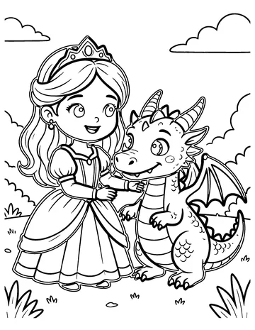 Princess and the Dragon coloring page