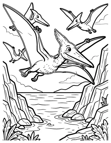 Pteranodons in the Sky coloring page