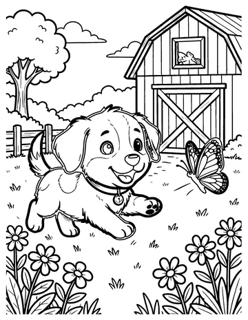 Puppy on the Farm coloring page