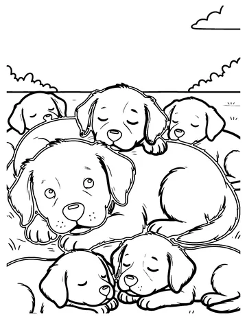 Puppy Pile coloring page