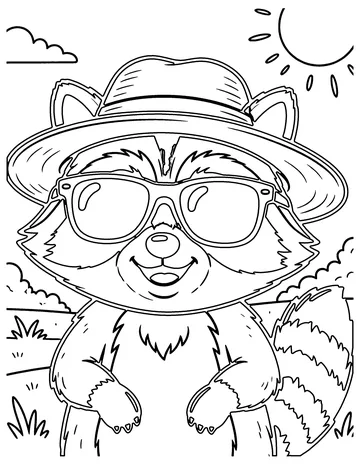 Raccoon in Sunglasses coloring page