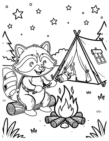 Raccoon's Camping Trip coloring page