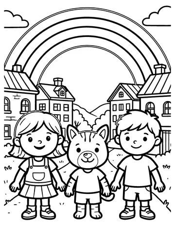 Rainbow After Rain coloring page