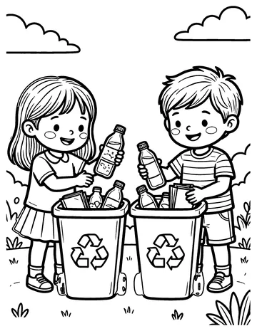 Recycling Bins coloring page