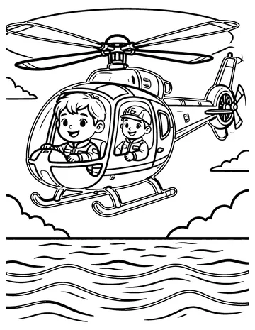Rescue Helicopter Hover coloring page