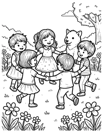 Ring Around the Rosie coloring page