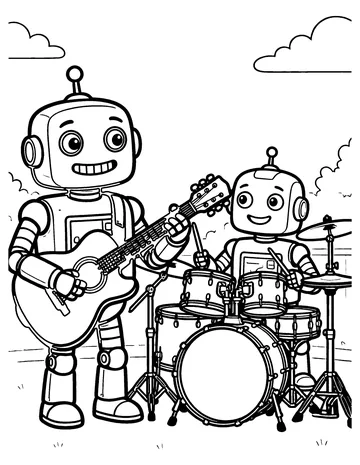 Robot Band coloring page