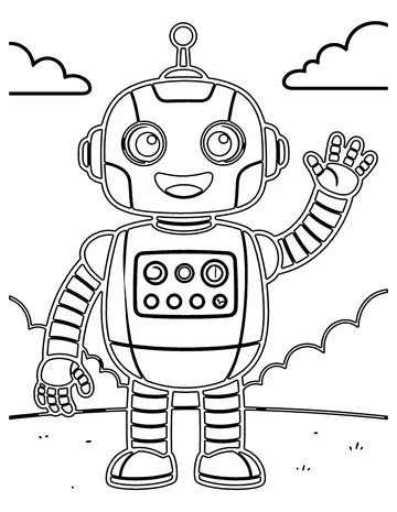 Robot Friend coloring page