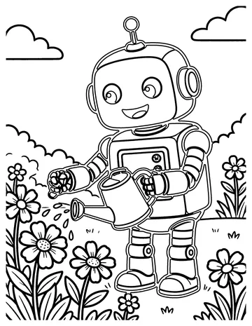 Robot Gardener coloring page