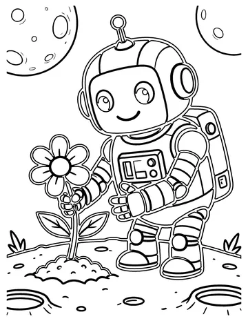 Robot on the Moon coloring page