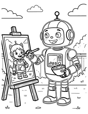 Robot Painter coloring page