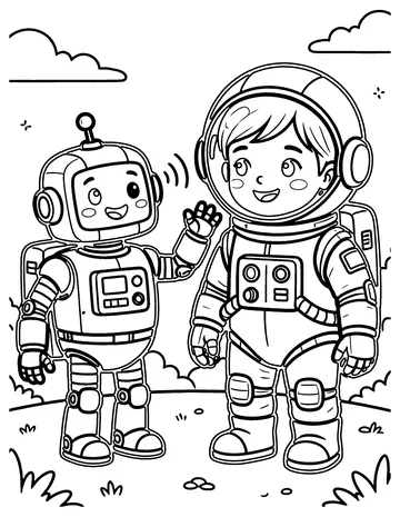 Robot Sidekick coloring page
