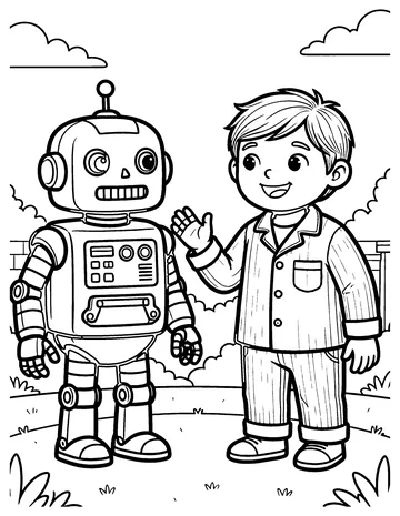 Robot Sleepover coloring page