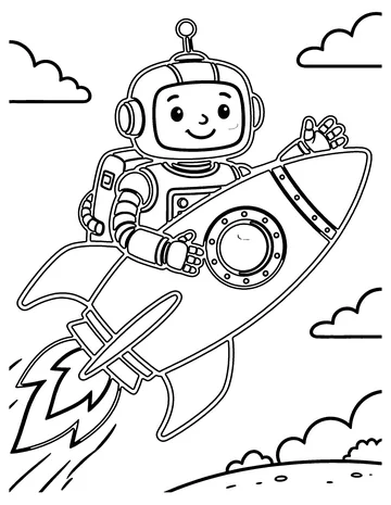 Robot Spaceship coloring page