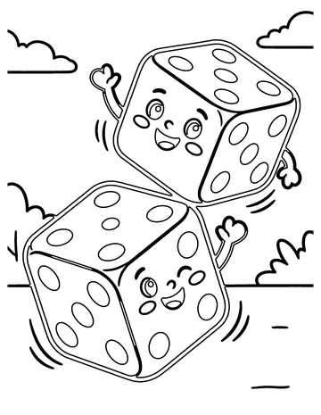 Rolling Dice coloring page