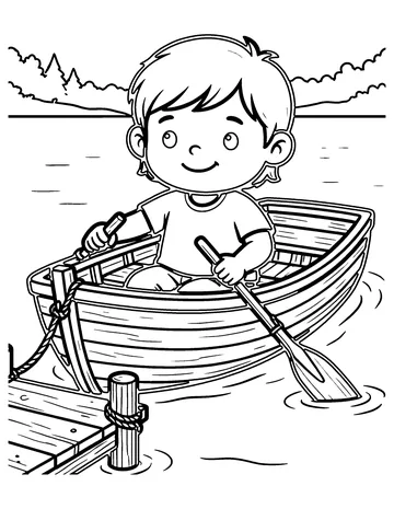 Rowboat at the Dock coloring page