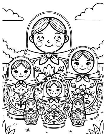 Russian Nesting Dolls coloring page