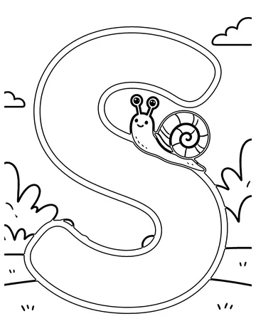 S Is for Snail coloring page
