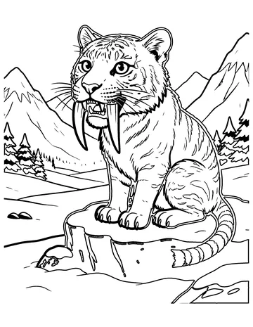 Saber-Toothed Cat coloring page