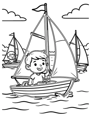 Sailboat Race coloring page