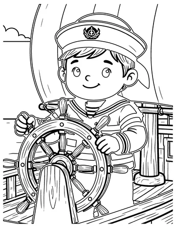 Sailor at the Wheel coloring page