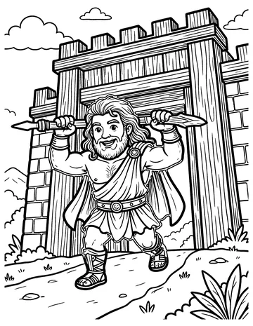 Samson Carries the Gates coloring page