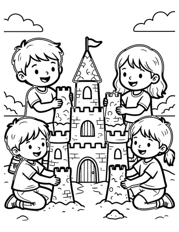 Sandcastle Contest coloring page