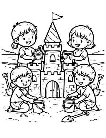 Sandcastle Fun coloring page