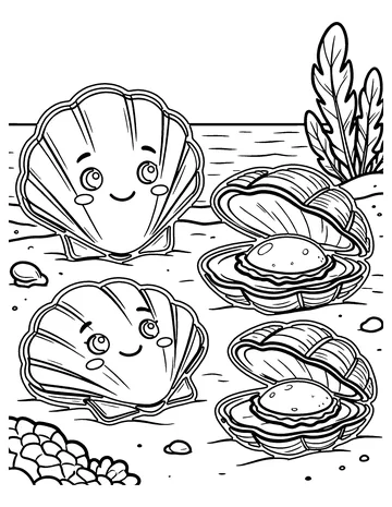 Scallops and Clams coloring page