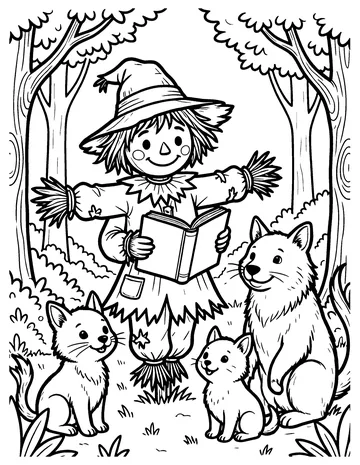 Scarecrow Reading coloring page