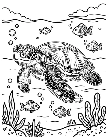Sea Turtle Swim coloring page