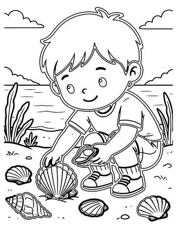 Seashell Collecting coloring page