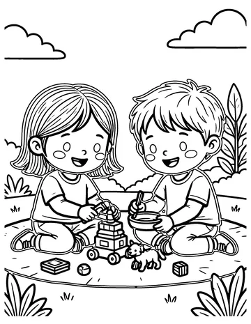 Sharing Toys coloring page