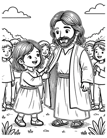She Touched His Robe coloring page