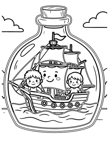 Ship in a Bottle coloring page