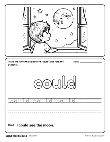 Sight Word: could coloring page