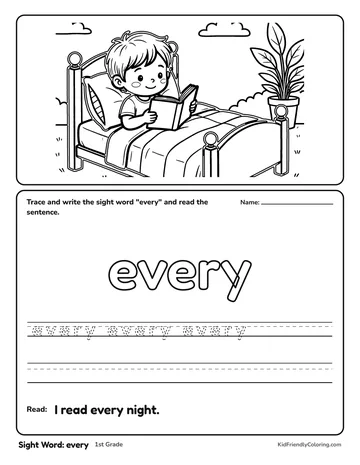 Sight Word: every coloring page