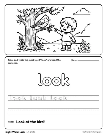 Sight Word: look coloring page
