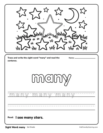 Sight Word: many coloring page