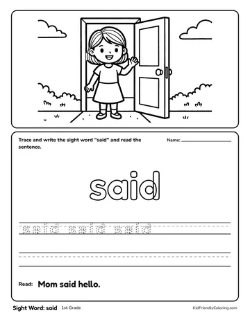 Sight Word: said coloring page