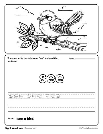 Sight Word: see coloring page