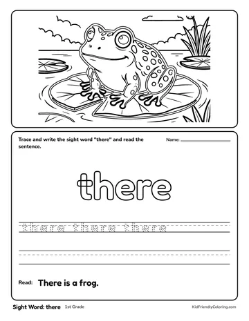Sight Word: there coloring page