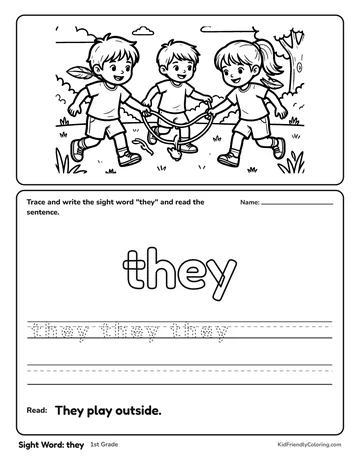 Sight Word: they coloring page