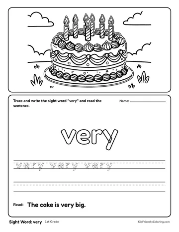 Sight Word: very coloring page