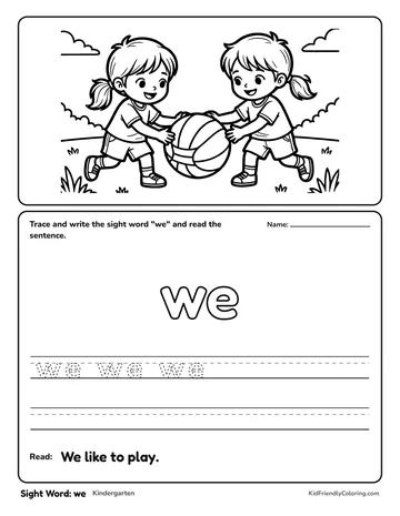 Sight Word: we coloring page